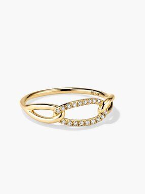 Mejuri Pavé Diamond Oversized Curb Ring 14K Yellow Gold size 8